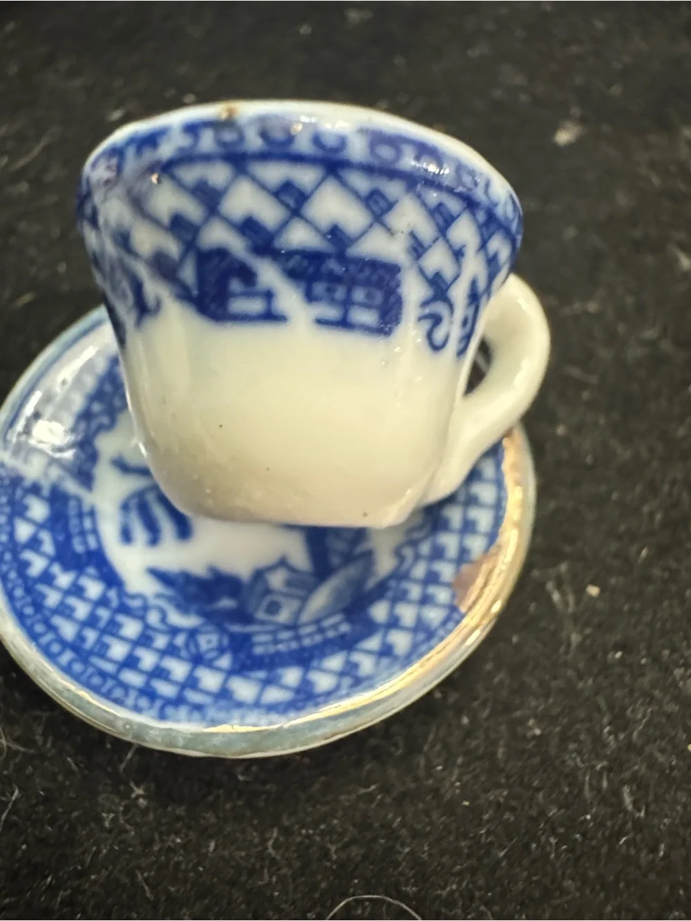 10pc Lot Miniature Mini Blue/White Gilded Porcelain TEA SET Teapot Sugar Creamer